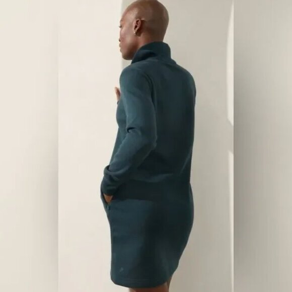 NWT Athleta Cozy Karma 1/2 Zip Dress in color Cypress - Picture 3 of 8